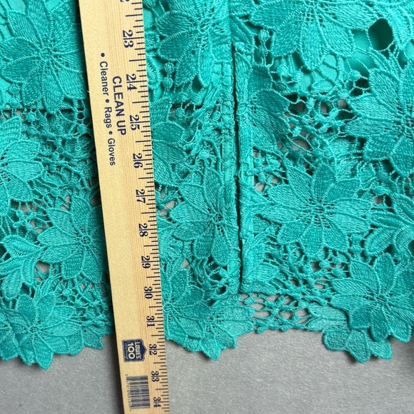 Bisou Bisou Women’s Guipure Lace High Neck Floral Dress Size 4 Teal Blue Party - Picture 6 of 12